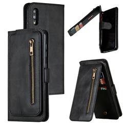 Multifunction 9 Cards Leather Zipper Wallet Phone Case for Samsung Galaxy M10 - Black