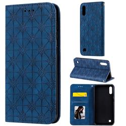 Intricate Embossing Four Leaf Clover Leather Wallet Case for Samsung Galaxy M10 - Dark Blue