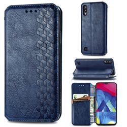 Ultra Slim Fashion Business Card Magnetic Automatic Suction Leather Flip Cover for Samsung Galaxy M10 - Dark Blue