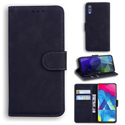 Retro Classic Skin Feel Leather Wallet Phone Case for Samsung Galaxy M10 - Black