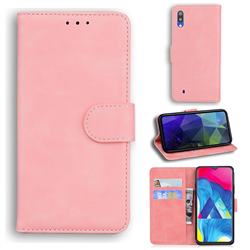 Retro Classic Skin Feel Leather Wallet Phone Case for Samsung Galaxy M10 - Pink