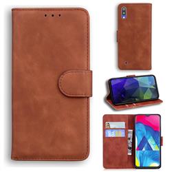 Retro Classic Skin Feel Leather Wallet Phone Case for Samsung Galaxy M10 - Brown