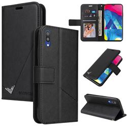 GQ.UTROBE Right Angle Silver Pendant Leather Wallet Phone Case for Samsung Galaxy M10 - Black