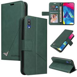GQ.UTROBE Right Angle Silver Pendant Leather Wallet Phone Case for Samsung Galaxy M10 - Green