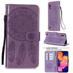 Embossing Dream Catcher Mandala Flower Leather Wallet Case for Samsung Galaxy M10 - Purple