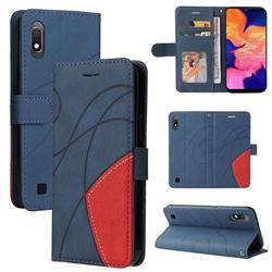 Luxury Two-color Stitching Leather Wallet Case Cover for Samsung Galaxy M10 - Blue