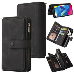 Luxury Multi-functional Zipper Wallet Leather Phone Case Cover for Samsung Galaxy M10 - Black