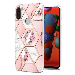 Pink Flower Marble Electroplating Protective Case Cover for Samsung Galaxy M11