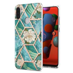 Blue Chrysanthemum Marble Electroplating Protective Case Cover for Samsung Galaxy M11