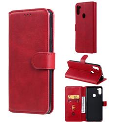 Retro Calf Matte Leather Wallet Phone Case for Samsung Galaxy M11 - Red