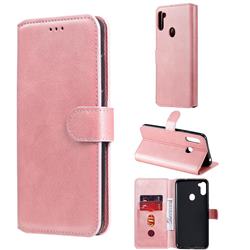 Retro Calf Matte Leather Wallet Phone Case for Samsung Galaxy M11 - Pink