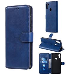 Retro Calf Matte Leather Wallet Phone Case for Samsung Galaxy M11 - Blue