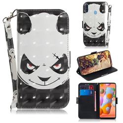 Angry Bear 3D Painted Leather Wallet Phone Case for Samsung Galaxy M11