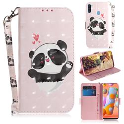 Heart Cat 3D Painted Leather Wallet Phone Case for Samsung Galaxy M11