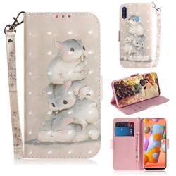 Three Squirrels 3D Painted Leather Wallet Phone Case for Samsung Galaxy M11