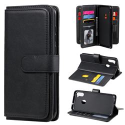 Multi-function Ten Card Slots and Photo Frame PU Leather Wallet Phone Case Cover for Samsung Galaxy M11 - Black