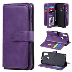 Multi-function Ten Card Slots and Photo Frame PU Leather Wallet Phone Case Cover for Samsung Galaxy M11 - Violet