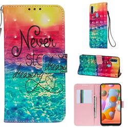 Colorful Dream Catcher 3D Painted Leather Wallet Case for Samsung Galaxy M11