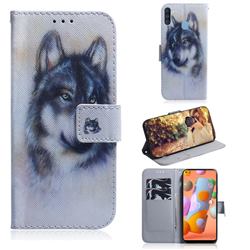 Snow Wolf PU Leather Wallet Case for Samsung Galaxy M11