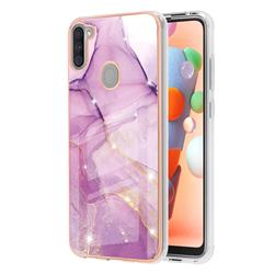 Dream Violet Electroplated Gold Frame 2.0 Thickness Plating Marble IMD Soft Back Cover for Samsung Galaxy M11