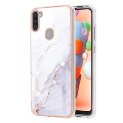 White Dreaming Electroplated Gold Frame 2.0 Thickness Plating Marble IMD Soft Back Cover for Samsung Galaxy M11