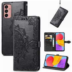 Embossing Imprint Mandala Flower Leather Wallet Case for Samsung Galaxy M13 4G - Black