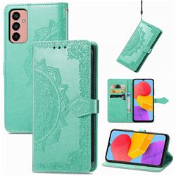 Embossing Imprint Mandala Flower Leather Wallet Case for Samsung Galaxy M13 4G - Green