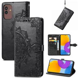 Embossing Imprint Mandala Flower Leather Wallet Case for Samsung Galaxy M13 5G - Black