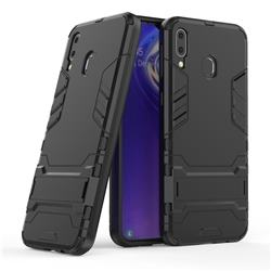 Armor Premium Tactical Grip Kickstand Shockproof Dual Layer Rugged Hard Cover for Samsung Galaxy M20 - Black