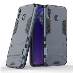 Armor Premium Tactical Grip Kickstand Shockproof Dual Layer Rugged Hard Cover for Samsung Galaxy M20 - Navy