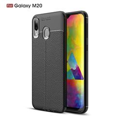 Luxury Auto Focus Litchi Texture Silicone TPU Back Cover for Samsung Galaxy M20 - Black