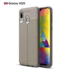 Luxury Auto Focus Litchi Texture Silicone TPU Back Cover for Samsung Galaxy M20 - Gray