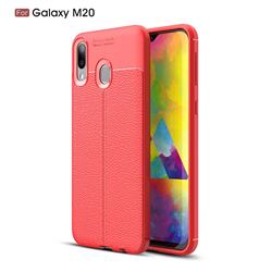 Luxury Auto Focus Litchi Texture Silicone TPU Back Cover for Samsung Galaxy M20 - Red