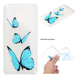 Blue butterfly Anti-fall Clear Varnish Soft TPU Back Cover for Samsung Galaxy M20
