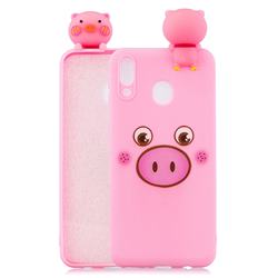 Small Pink Pig Soft 3D Climbing Doll Soft Case for Samsung Galaxy M20