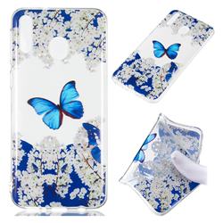 Blue Butterfly Flower Super Clear Soft TPU Back Cover for Samsung Galaxy M20