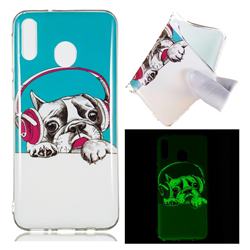 Headphone Puppy Noctilucent Soft TPU Back Cover for Samsung Galaxy M20