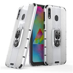 Alita Battle Angel Armor Metal Ring Grip Shockproof Dual Layer Rugged Hard Cover for Samsung Galaxy M20 - Silver