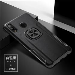 Knight Armor Anti Drop PC + Silicone Invisible Ring Holder Phone Cover for Samsung Galaxy M20 - Black