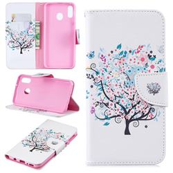 Colorful Tree Leather Wallet Case for Samsung Galaxy M20