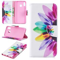 Seven-color Flowers Leather Wallet Case for Samsung Galaxy M20