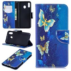 Golden Butterflies Leather Wallet Case for Samsung Galaxy M20