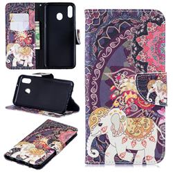 Totem Flower Elephant Leather Wallet Case for Samsung Galaxy M20