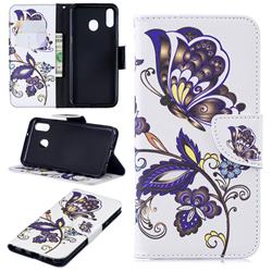 Butterflies and Flowers Leather Wallet Case for Samsung Galaxy M20