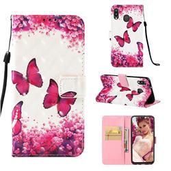Rose Butterfly 3D Painted Leather Wallet Case for Samsung Galaxy M20