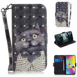 Cat Embrace 3D Painted Leather Wallet Phone Case for Samsung Galaxy M20