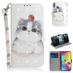 Cute Tomato Cat 3D Painted Leather Wallet Phone Case for Samsung Galaxy M20