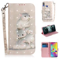 Three Squirrels 3D Painted Leather Wallet Phone Case for Samsung Galaxy M20