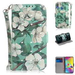 Watercolor Flower 3D Painted Leather Wallet Phone Case for Samsung Galaxy M20
