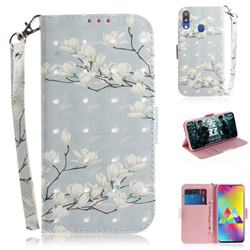Magnolia Flower 3D Painted Leather Wallet Phone Case for Samsung Galaxy M20